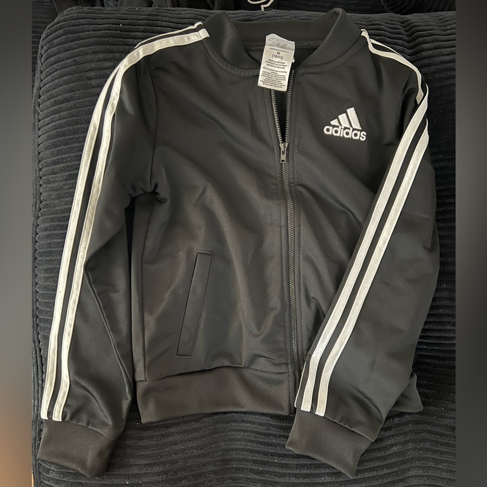 adidas Black Zip-Up Jacket with White Logo